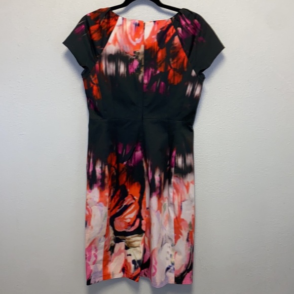Elie Tahari Size 10 Black/Multicolor Floral Sheath Dress: 4918 - Picture 5 of 8